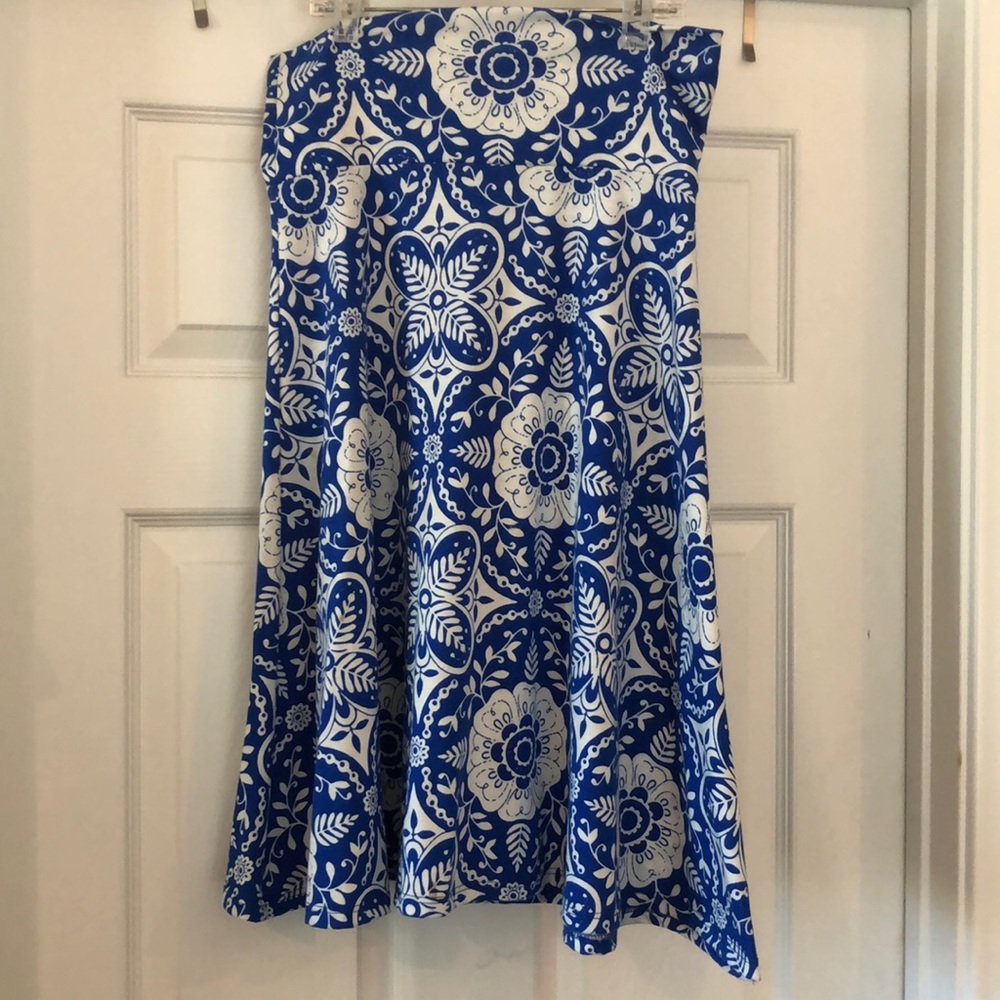 Small Royal Blue & White Lularoe Azure Skirt